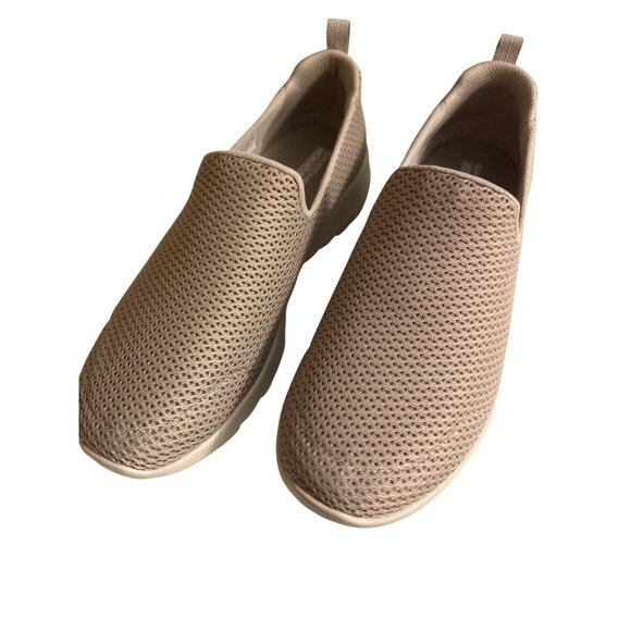 Skechers Taupe Mesh Go Walk Joy Slip On Sneakers Shoes Comfort Size 7 Box - Picture 2 of 12